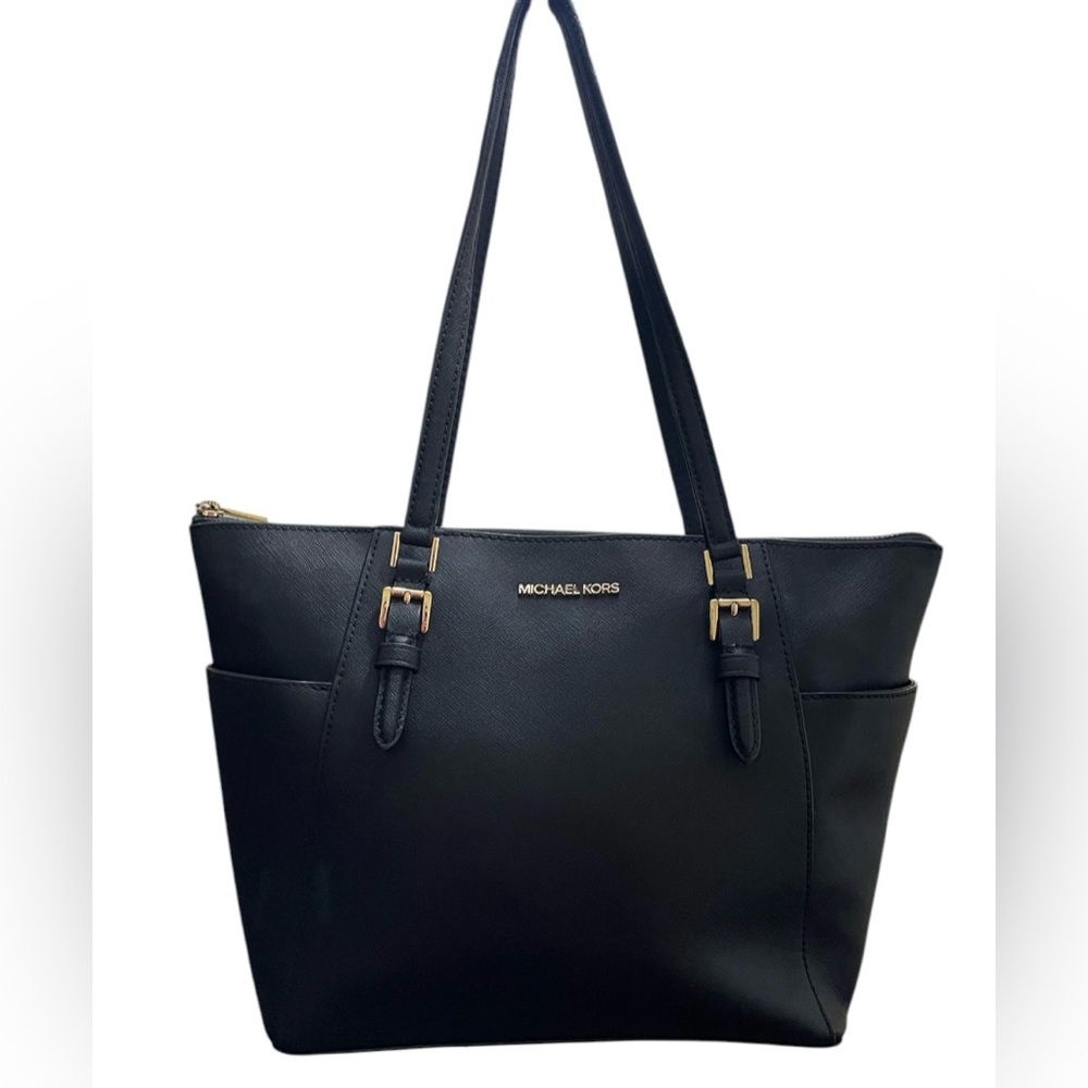 MICHAEL KORS Black Tote Bag W Side Pockets Classic Bag
